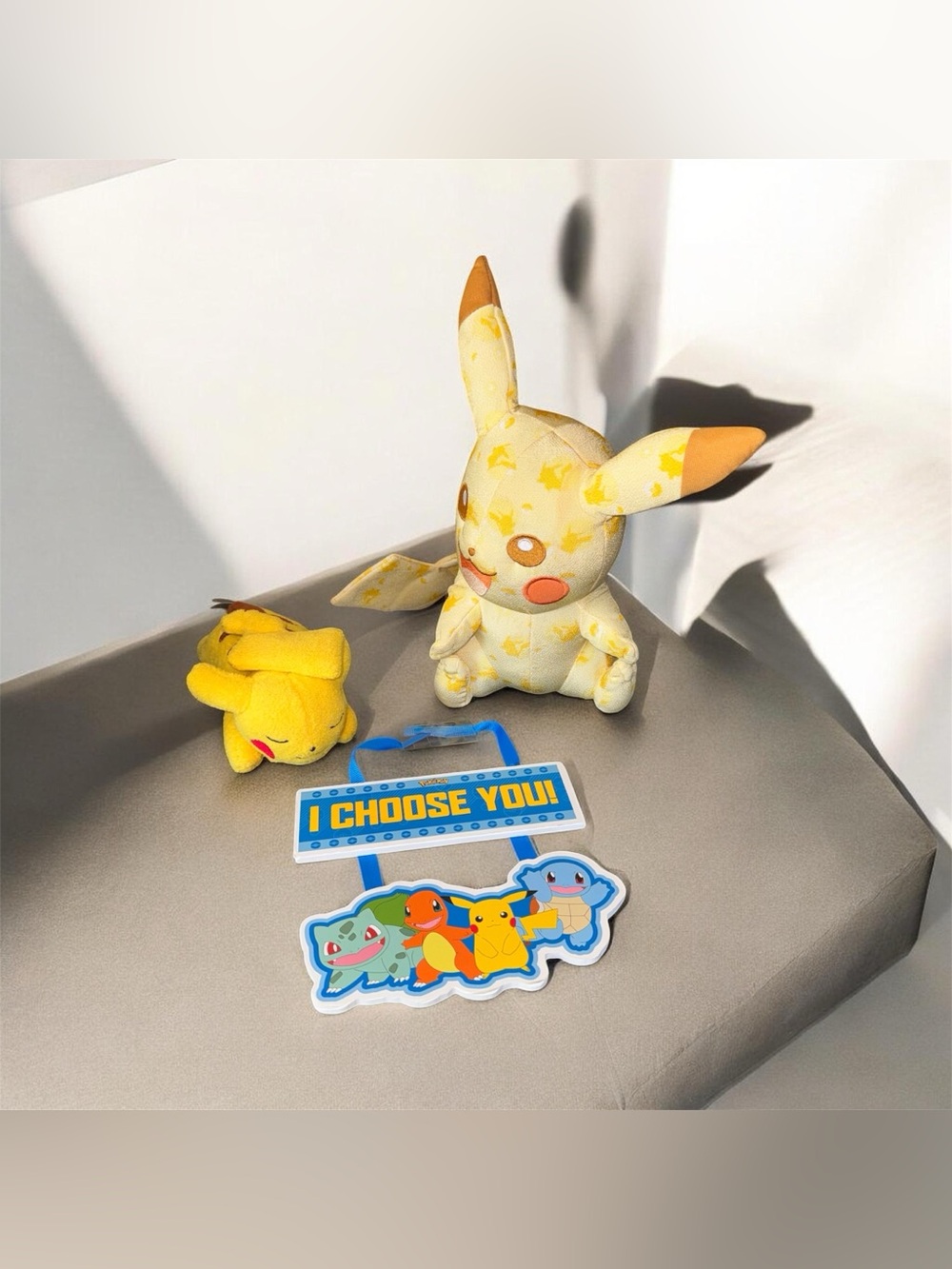 SALE 🔥 Pikachu Pokemon Bundle - 2 Plush Toys & a wooden sign - Collectible